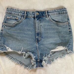 ZARA light blue high rise denim shorts